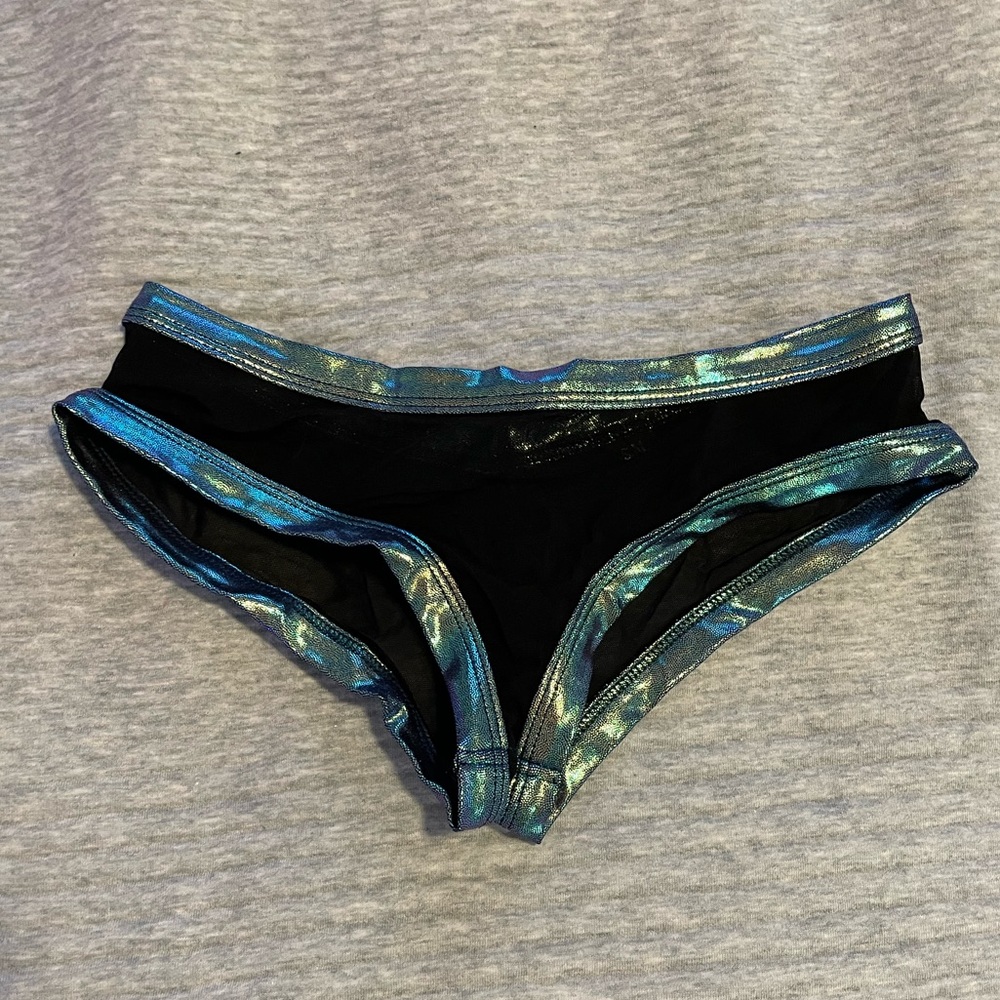 J Valentine black mesh rave bottoms